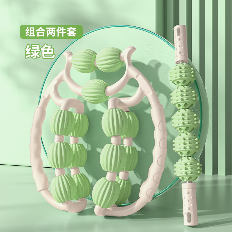Picture of Double-Row Fifteen-Wheel Leg Massager, Leg Beauty Tool, Wolf-Tooth Massage Stick, Yoga Roller for Women, Muscle Relaxation Equipment