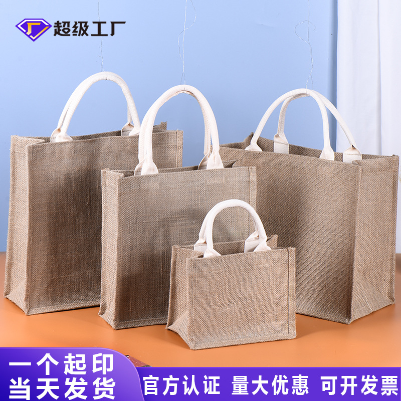 Linen Handbag Wholesale Muji Souvenir Linen Jute Shopping Bag Hand-Painted Future Linen Bag
