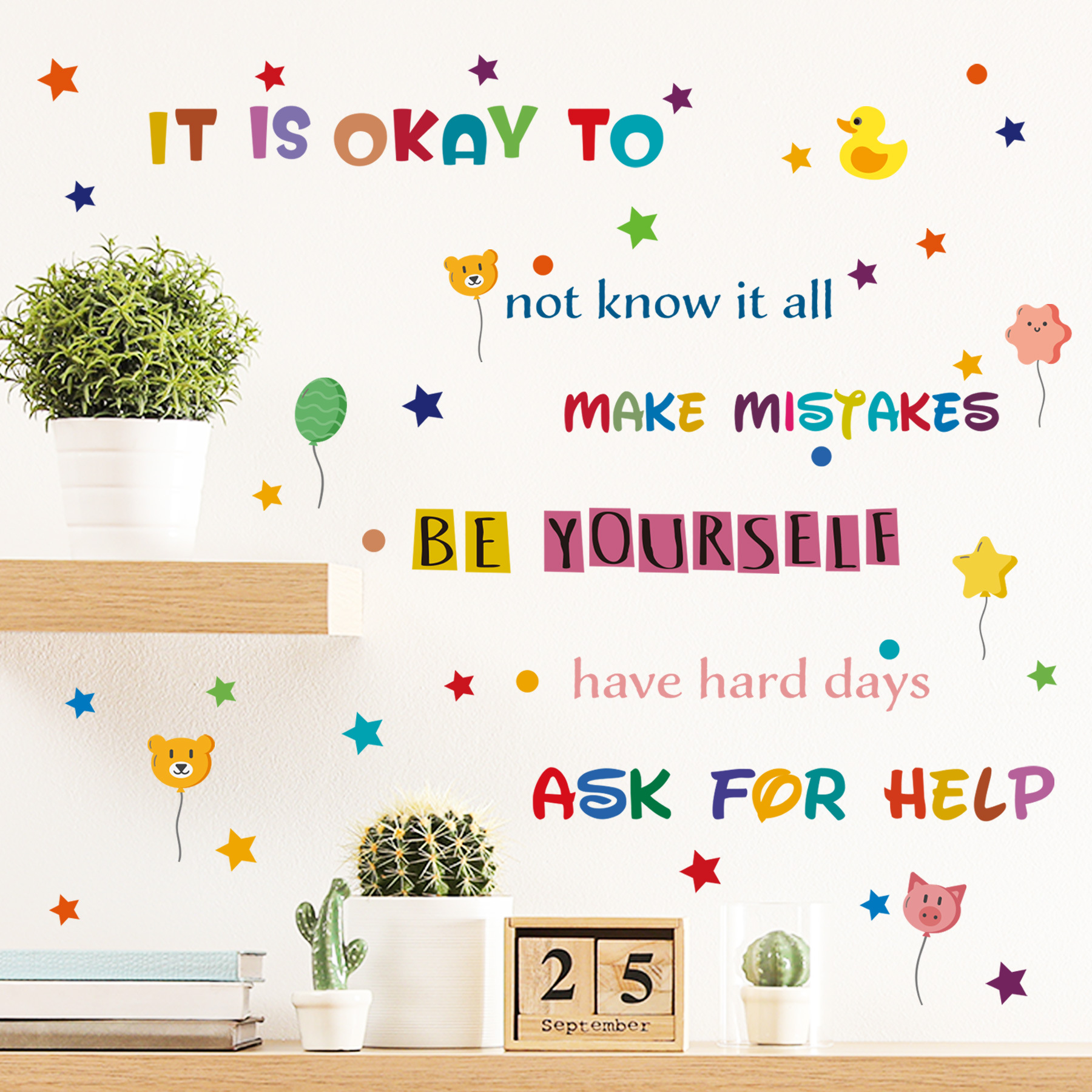 IT Watercolor English Inspirational Proverbs Cross Border Removable Living Room Bedroom Study Home Decoration Wall Sticker MUP1702