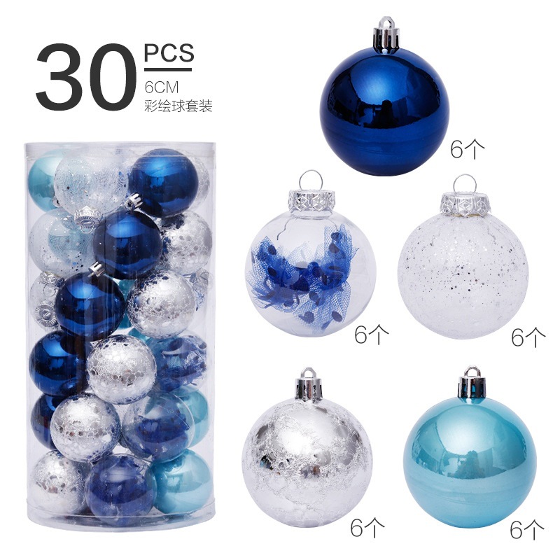Picture of Cross Border in stock Christmas Decorations 6cm/30pcs Transparent Ball Christmas Ball suit Christmas Tree Pendant