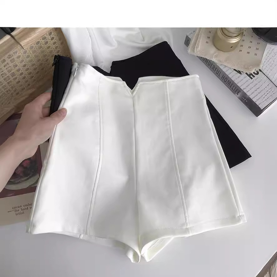 2023 Summer New High Waist White Bottoming Shorts Women's Outer Wear Small Women's Internet Popular Slim-Tinted Abdominal Anti-Light