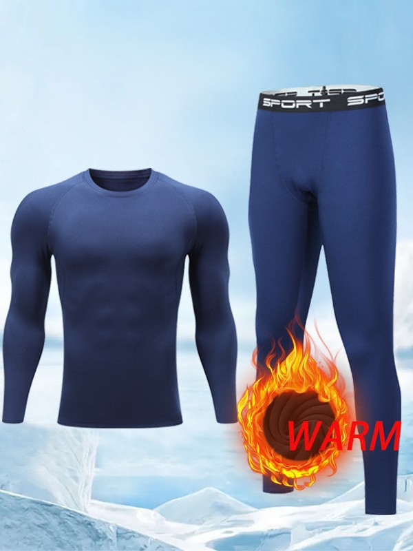Thermal shirt with fleece base layer, men's fitness autumn suit, sportswear, tight winter running, yoga, high elasticity compression training