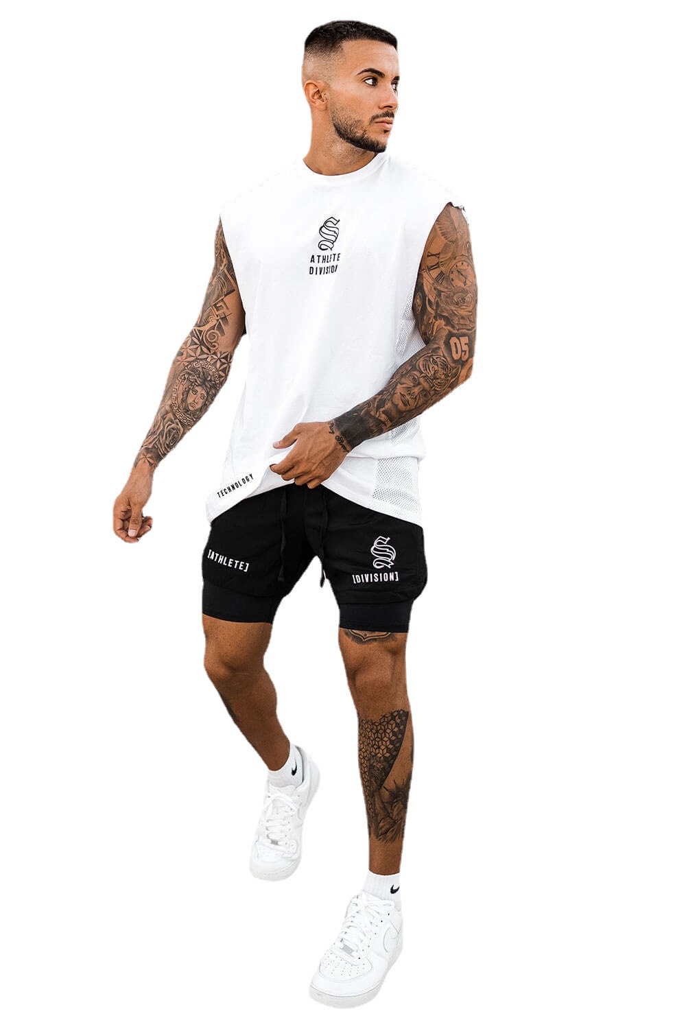 Picture of 2022 fashion brand double-layer shorts men's quick-drying high-elastic but knee basketball pants brothers breathable running anti-light