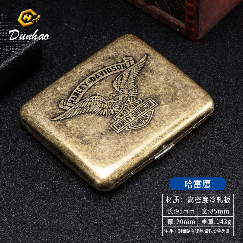 Picture of New Bronze Condensed Flower 20-Pack Metal Imitation Copper Cigarette Box Flip-Top Gift Box Carved and Engraved Pressure-Resistant and Dust-Proof Cigarette Box