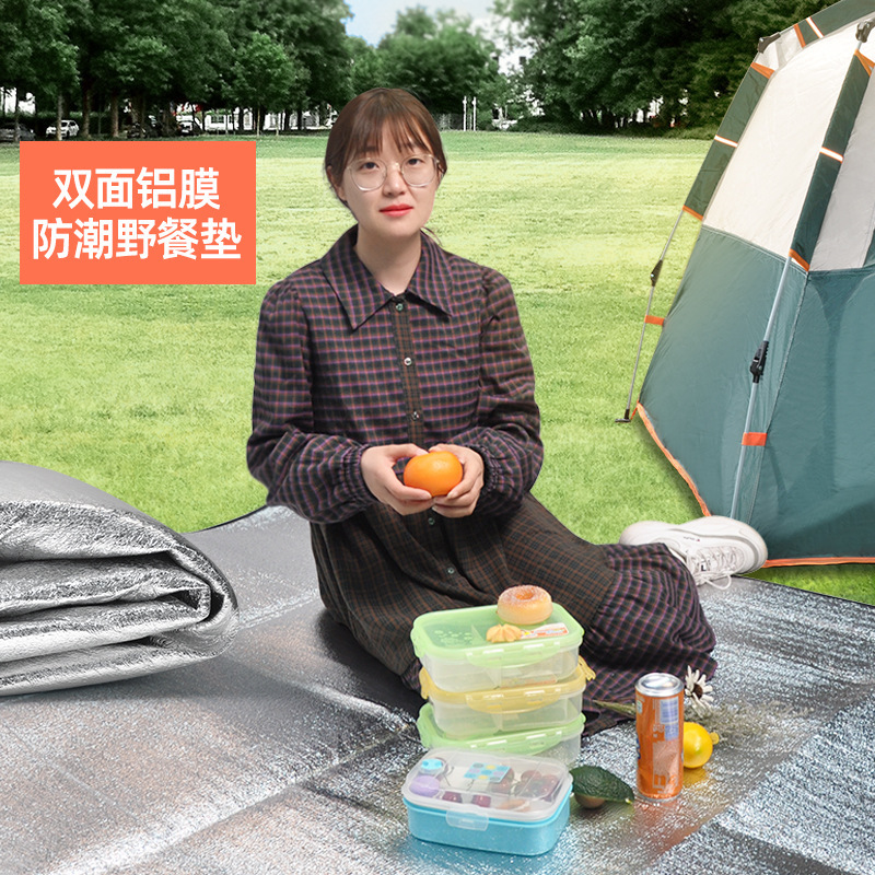 Cross-border picnic mat moisture-proof mat outdoor tent mat PVC aluminum foil mat logo printing ins wind camping travel mat