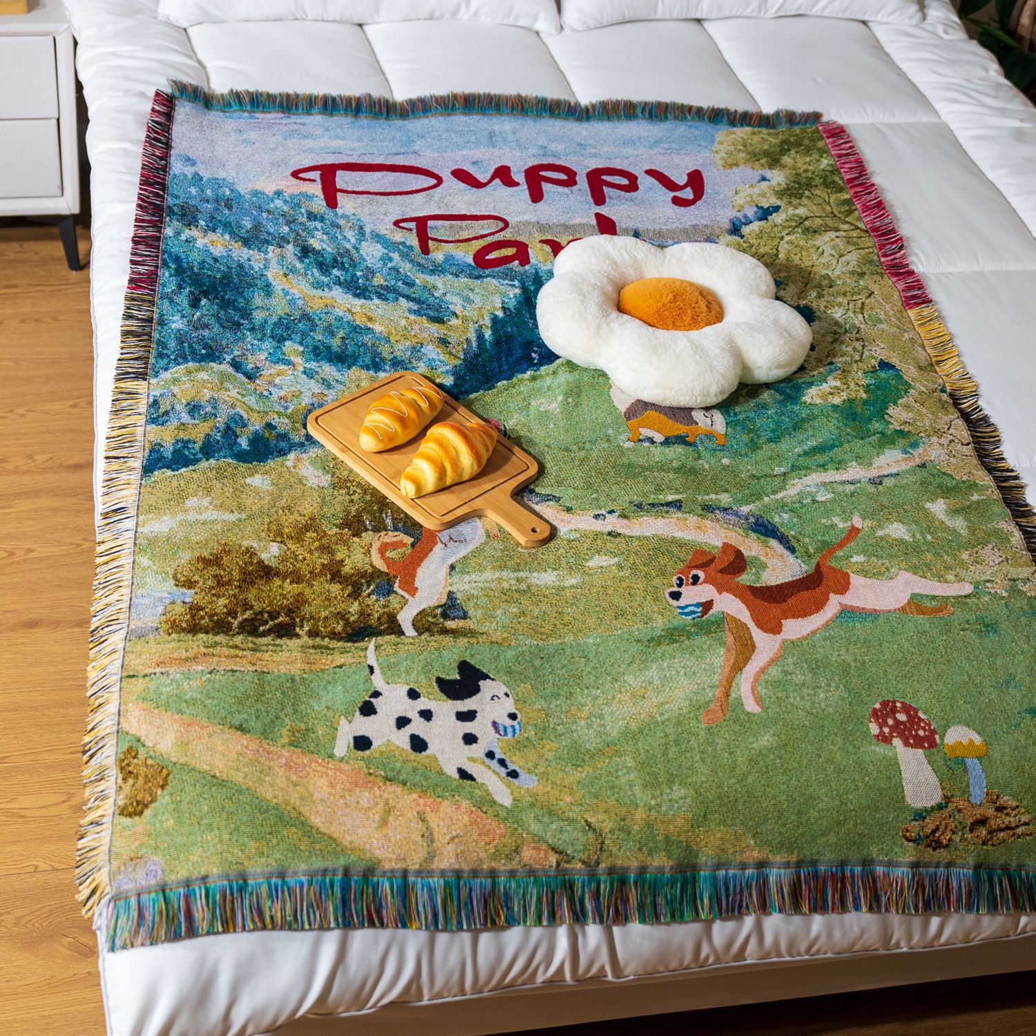 Picture of in stock Living Room Wall Decorative Tapestries Pastoral Style Anime Gift Blanket Woven Jacquard Cover Blanket Cotton Soft and Comfortable