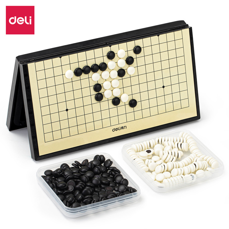 Deli 6754 Gobang Black and White Chess Pieces Multi-use Chess Pieces Children Beginners Chess Magnet Go Leisure Entertainment