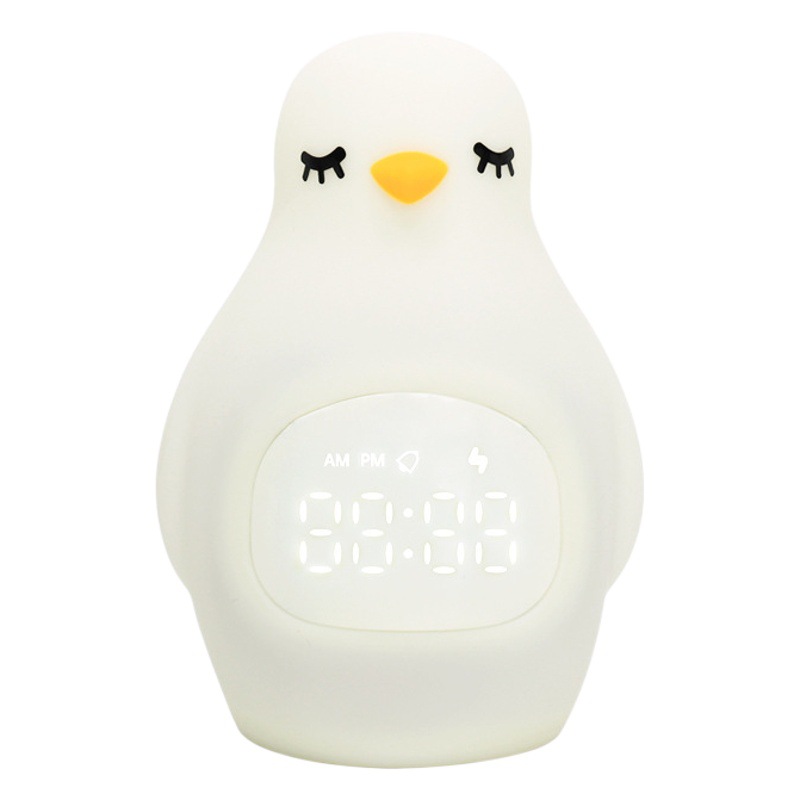 Cross-border New Mengdou Alarm Clock Night Light Cartoon Penguin Silicone Clap Alarm Clock Light Multifunctional Intelligent LED Desk Lamp