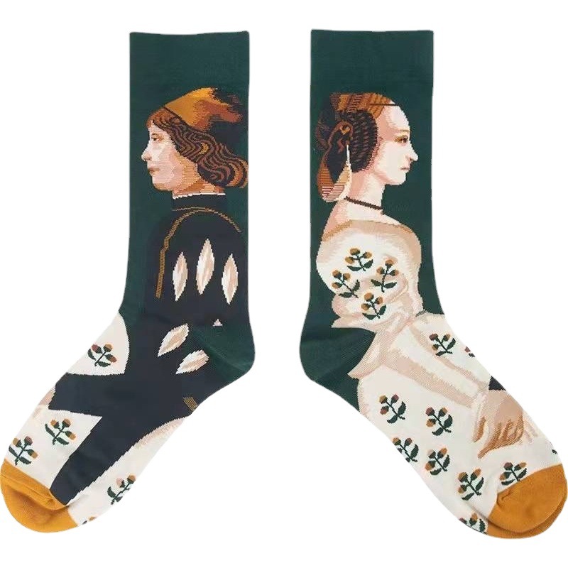 2023 French Designer SOCK Personality Oil Painting Socks Pure Cotton Women's Stylish Fashionable Socks Couple's Creative Middle Tube