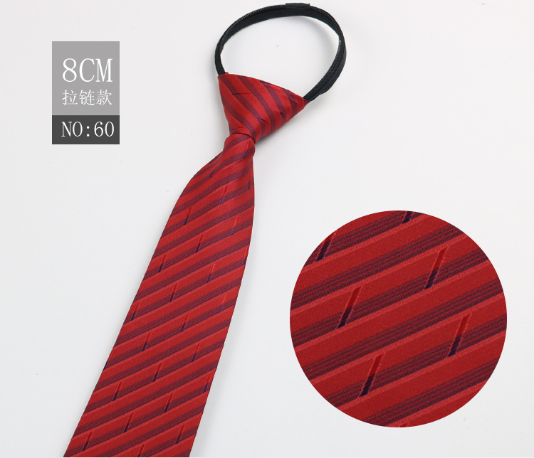 Picture of Factory Black Men's Tie Striped Blue Business Tie Lazy People Knot Free Zipper Tie in stock Wholesale