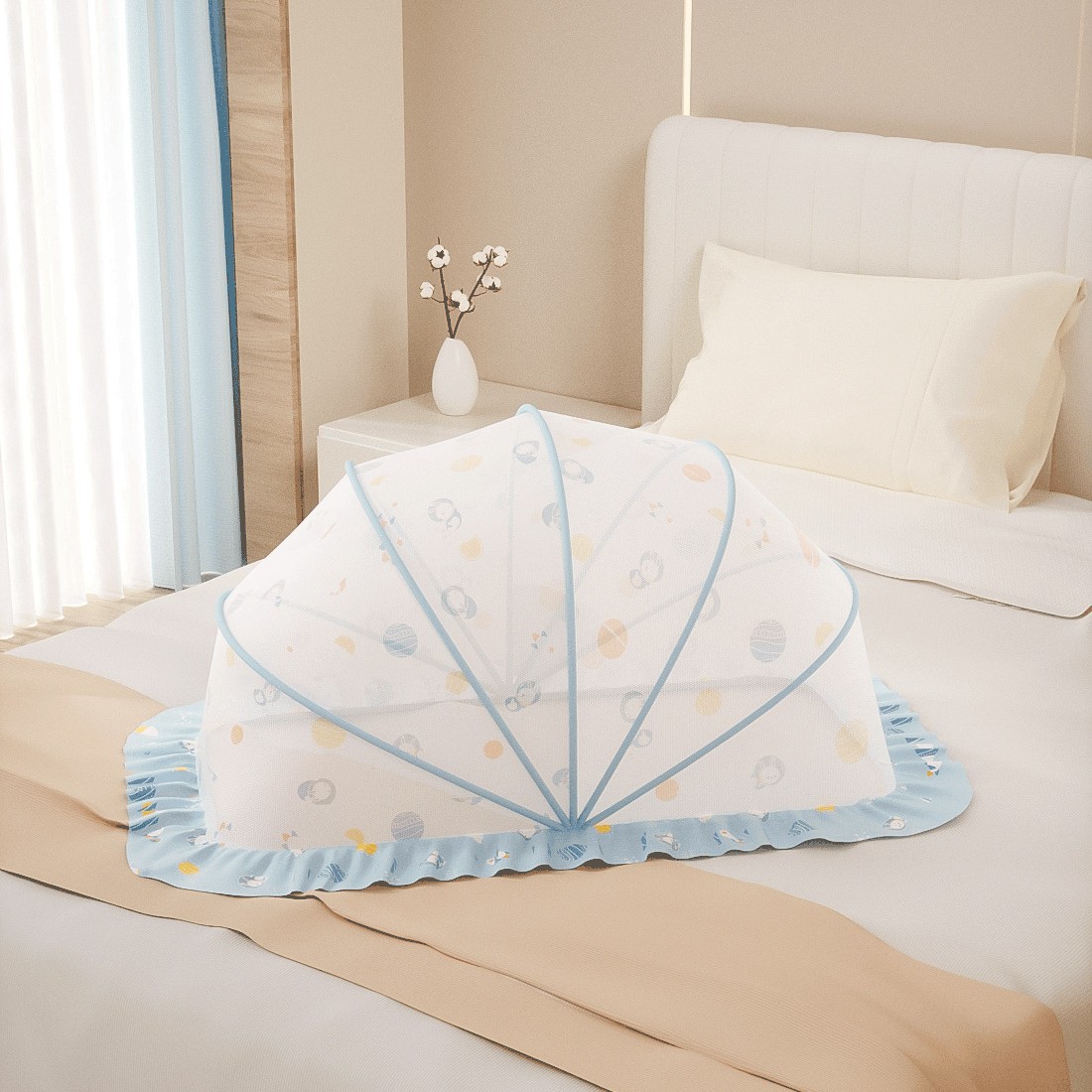Picture of Baby Mosquito Net, Full-Cover Yurt for Babies, Foldable Universal Crib Mosquito Net for Infants and Toddlers, Light-Blocking