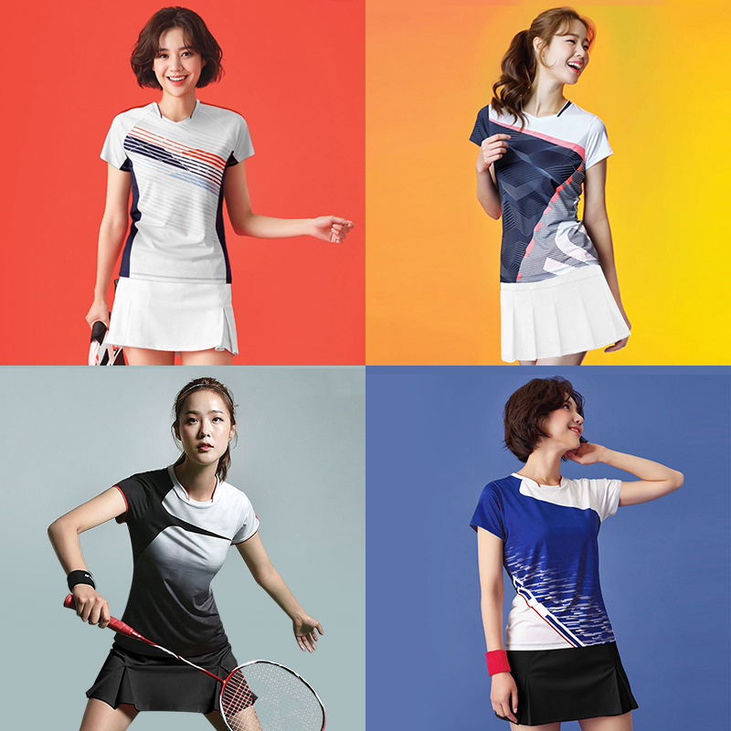 New Badminton Clothing Suit Women's Sports Quick-drying Breathable Short-sleeved Shorts Men's Competition Clothing Table Tennis Clothing Printing