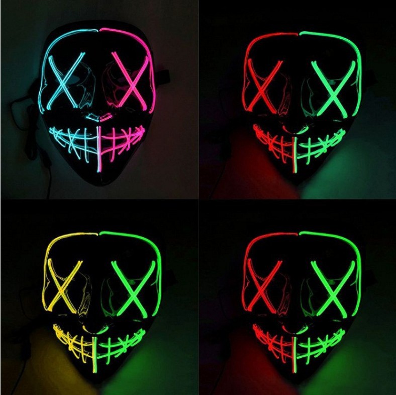 Spot Amazon Halloween Two-Color Mask El Cold Light Ktv Dance Party Scary Scary Mask Fluorescent
