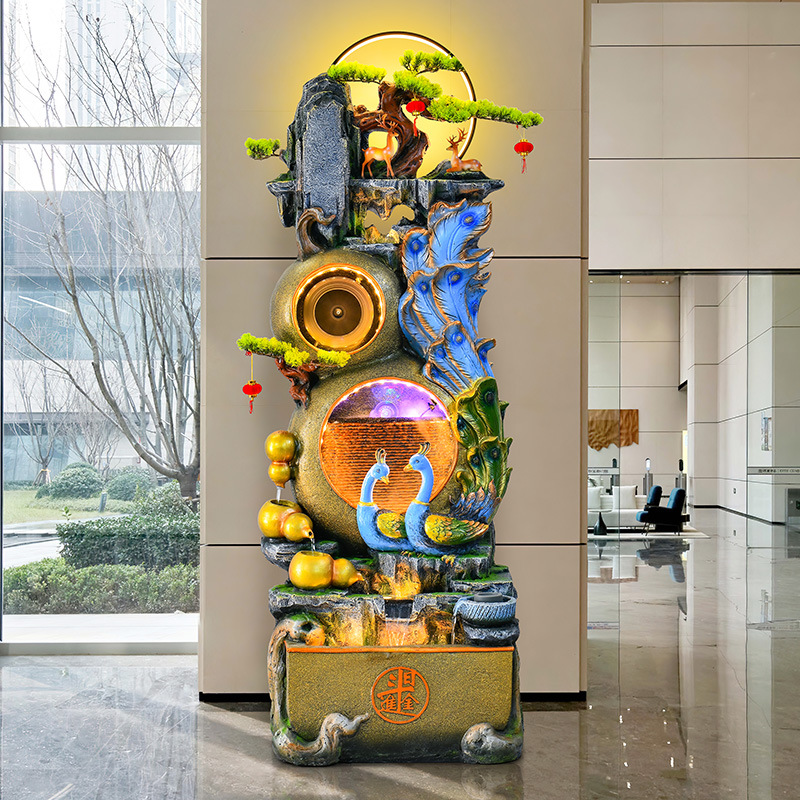 Creative Fish Tank Living Room Circulating Water Fountain Floor-Standing Ornaments Balcony Office Fortune-Making Landscape