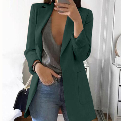 Picture of AliExpress WISH2020 New Spring and Autumn Hot Women's Long Sleeve Solid Color Pocket Cardigan Small Suit Jacket