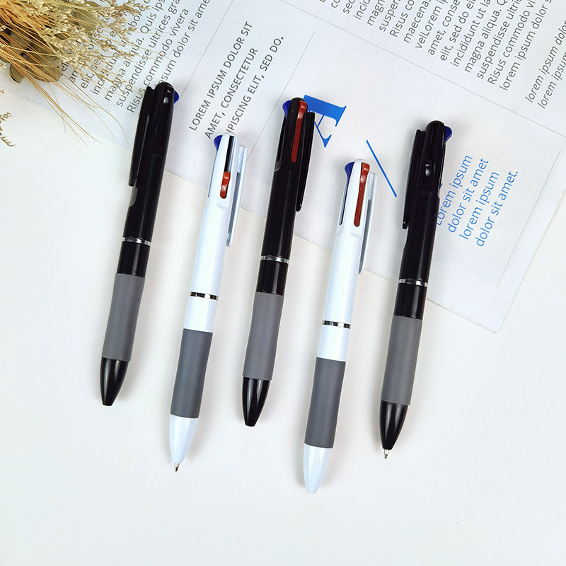 Picture of New Creative Press Three-Color One-Piece Ballpoint Pen Advertising Pen Simple and Good-Looking Press Multi-Color Ballpoint Pen Wholesale
