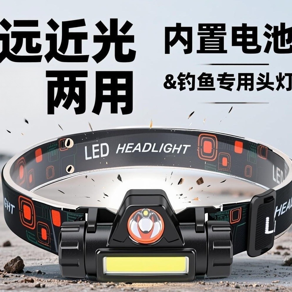led strong light headlight mini rechargeable small waterproof astigmatism cob headlight outdoor night fishing light multifunction headlight