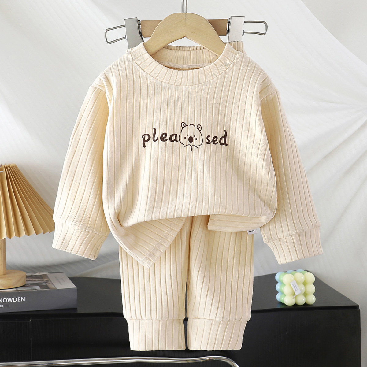 Picture of Children's Underwear suit Double-Sided Fleece Autumn Clothes Autumn Trousers Boys Home Clothes Autumn and Winter Girls' Pajamas Round Neck New