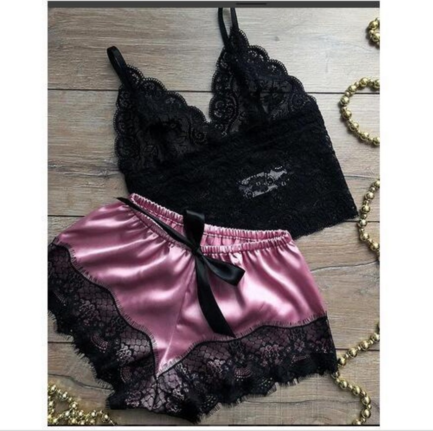 Summer Women's Simulation Silk Sling Princess Pajamas Sexy Attraction Two-piece Underwear Nightdress Home Clothes
