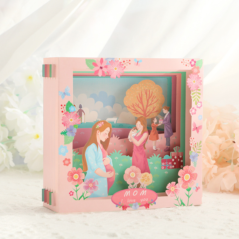 Picture of New Mother's Day Gift 3D Greeting Card Paper Carved Thank You Card Mother's Blessing Card Creative Cross-border Wholesale