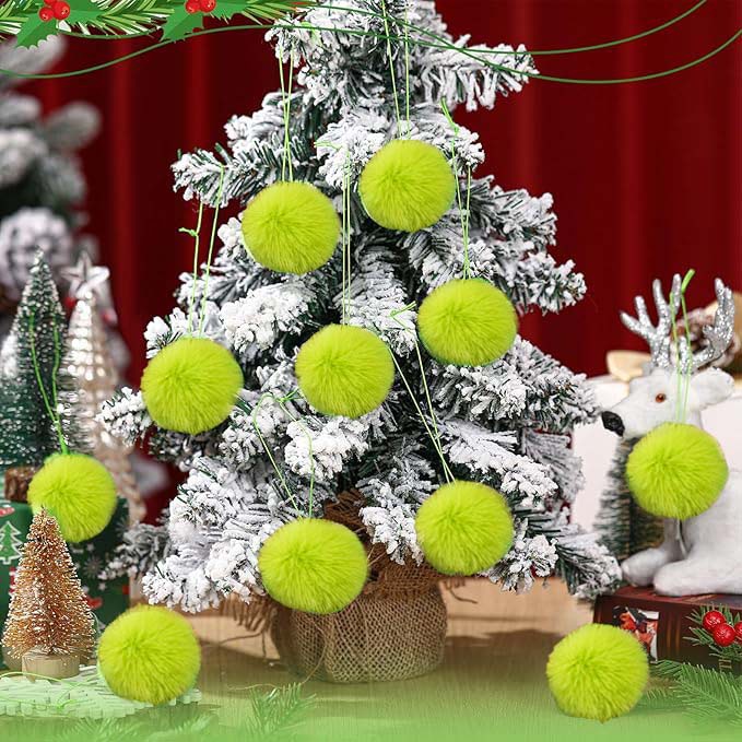 Cross-Border Christmas Tree Fur Ball 6cm Pendant DIY Plush Ball Fluorescent Green Rabbit Fur Ball Accessories Accessories Preferred