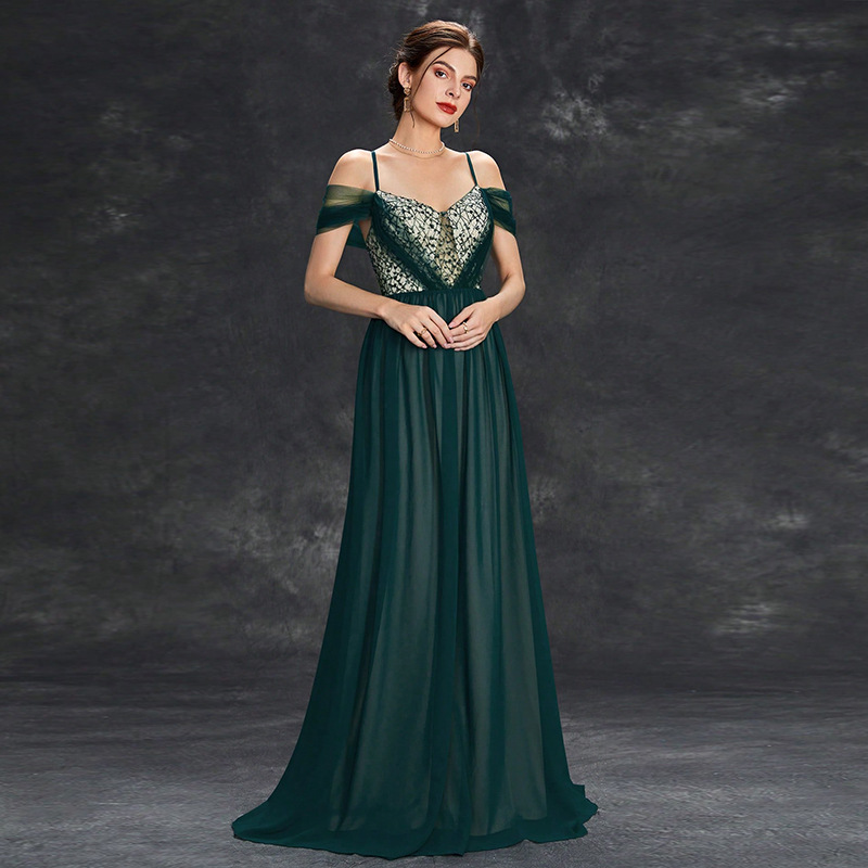 Picture of New Spring Long Evening Dress, Fashionable Strap Style for Annual Meeting and Party Hostess, Slimming Dress for Women
