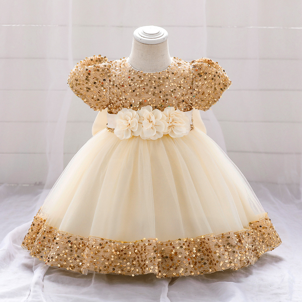 Picture of Foreign Trade Cross-border New Children's Princess Dress Sequin Mesh Girls' Wedding Dress Host Performance Dress