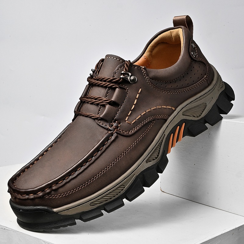 Amazon Independent Station Cross-border Explosions Men's Retro Big Head Leather Shoes Thick Sole Comfortable Outdoor Sports Casual Men's Shoes
