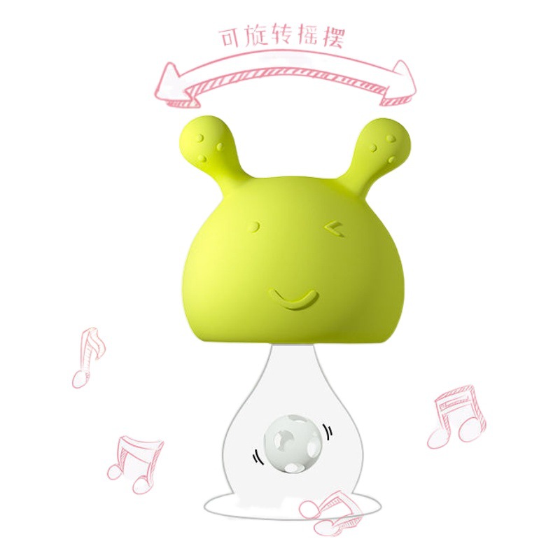 Teether stick baby bite baby mushroom boiled teether anti-eating hand artifact silicone music teether toy