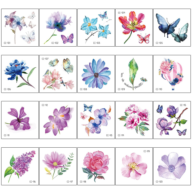 Picture of New waterproof flower tattoo stickers fashion small fresh face stickers fashion Photo Studio Art Stickers