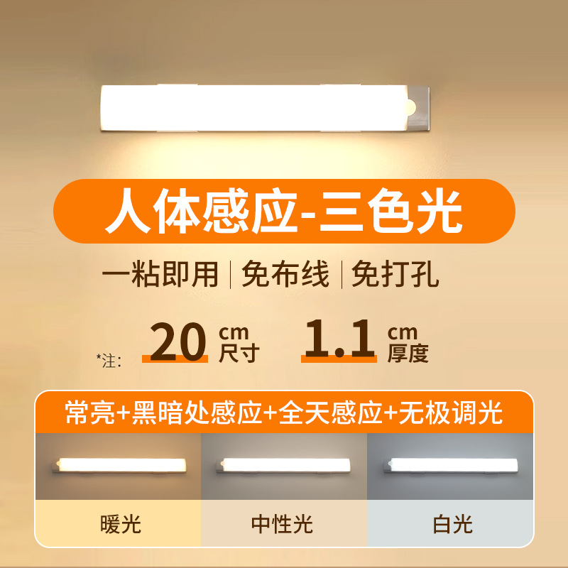 Picture of Led Human Body Sensor Lamp Wireless Magnetic Wine Cabinet Wardrobe Charging Strip Smart Cabinet Night Light Factory Cross-Border