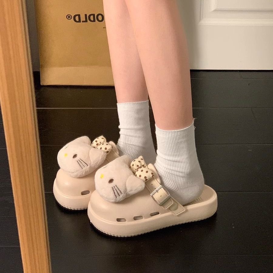 Cute Toe-Toe Slippers for Women, Birkenstock Shoes, Thick-Soled Sandals, Lightweight Half-Slippers, Eva Slippers