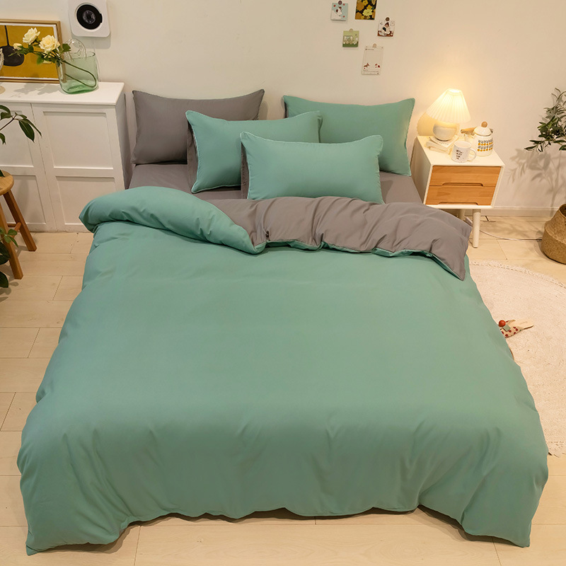 Washed Cotton Four-piece Set Solid Color Double-style Four-piece Set Bedding Simple Bed Sheet Quilt Cover Dormitory Three-piece Set