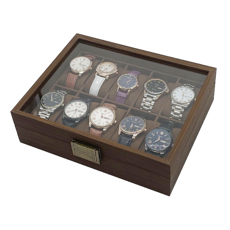 Picture of [Retro version] in stock wholesale black walnut wooden 10-bit watch storage collection display box 10-piece watch box