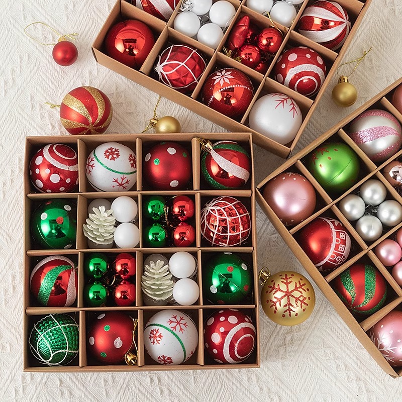 Cross-Border Spot Boxed Christmas Ball Pendant 6cm Electroplated Special-Shaped Painted Gift Box Set Christmas Tree Hanging Ball Pendant