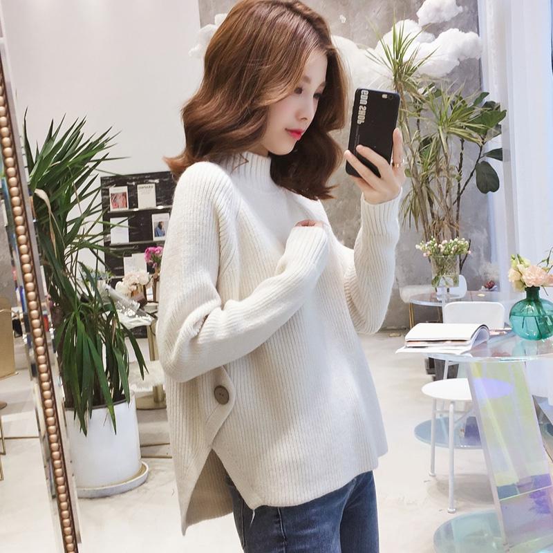 Picture of Autumn and Winter 2024 New Women's Half Turtleneck Sweater Women's Pullover Loose Korean Style Knitted Bottoming Shirt Outer Top