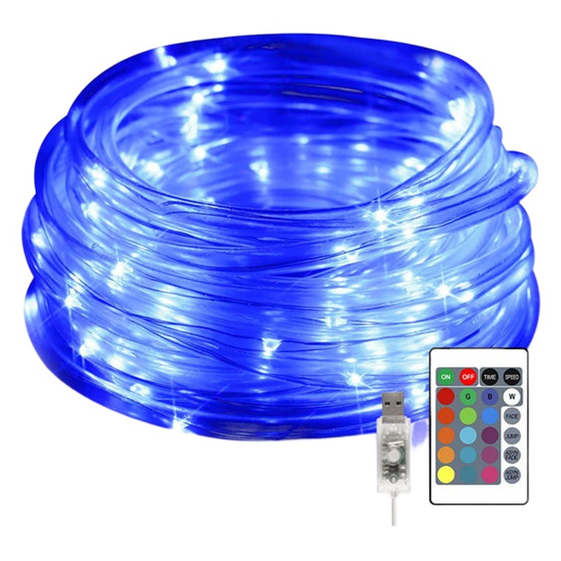 Colorful synchronous flash 16-color pipe light string 24-key remote control copper wire light Christmas lights USB copper wire hose light string