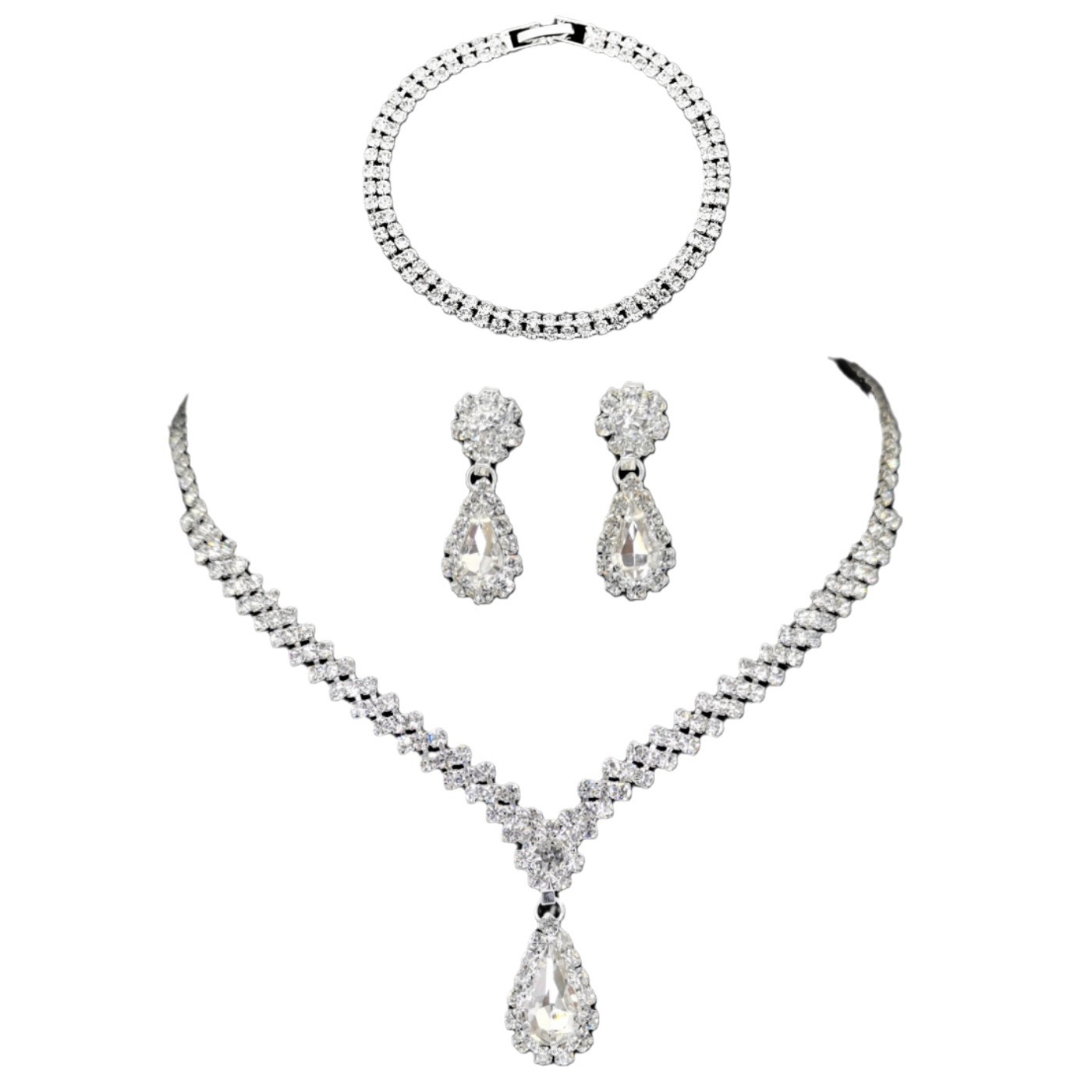 Picture of Wedding Accessories suit Women Earrings Necklace Bracelet Three-piece Bridal Jewelry suit Luxury High-end Accessories