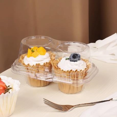 Cupcake Packaging Box Egg Tart Plate Tart Transparent Thickened Blister Box Single/Two Pack 2 Mafen Cup Box