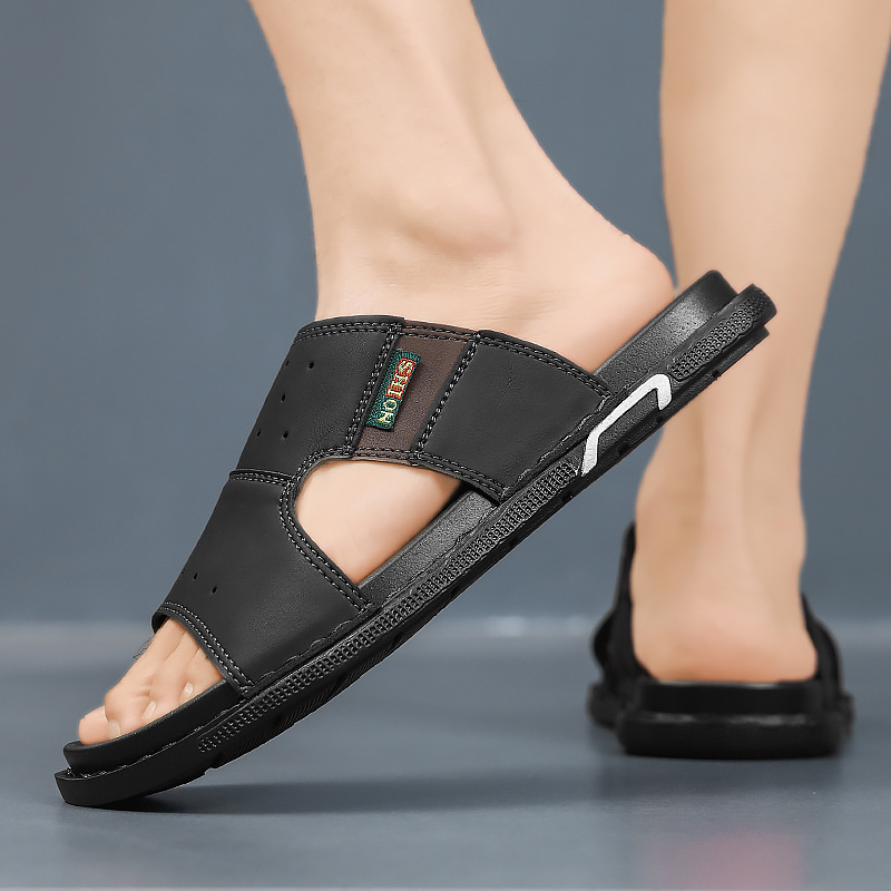 Cross-border plus size breathable men's open toe sandals outdoor beach fashion trend flats summer casual sandals