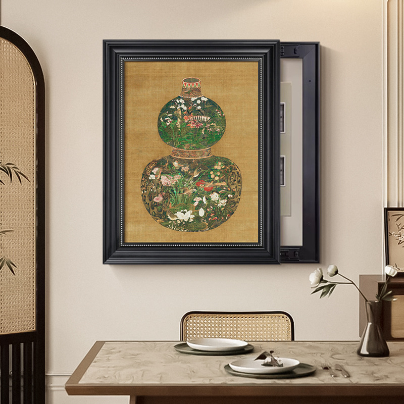 French Retro Chinese Style Living Room Electric Watch Box Decorative Painting New Chinese Style Power Box Hanging Painting Vertical Edition Distribution Box Mural Painting