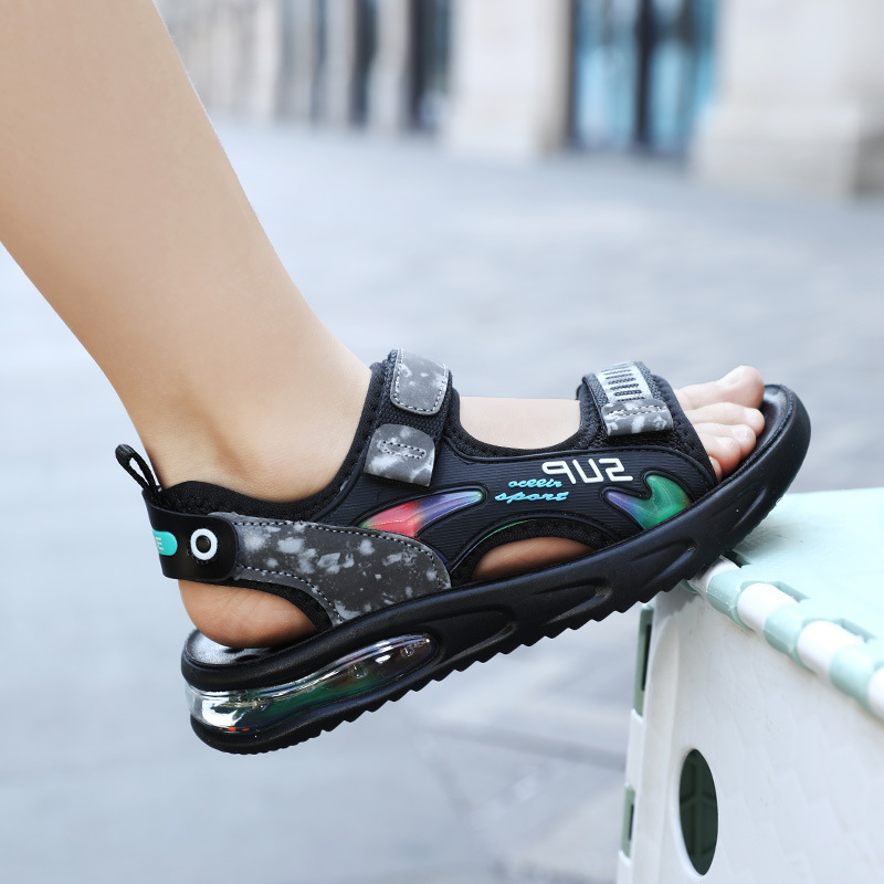 Picture of Sandals Boys Shoes 2024 Summer New Air Cushion Sneakers Kids Beach Shoes Double Velcro Children Open Toe Sandals