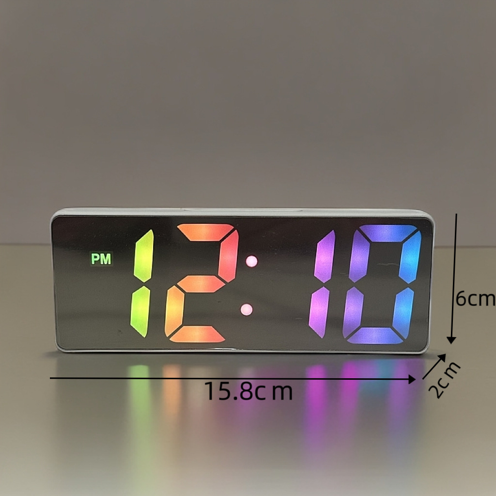 Picture of Mirror Clock Ins Desktop Clock Timetable Desktop Ornaments Led Digital Display Student Digital Alarm Clock