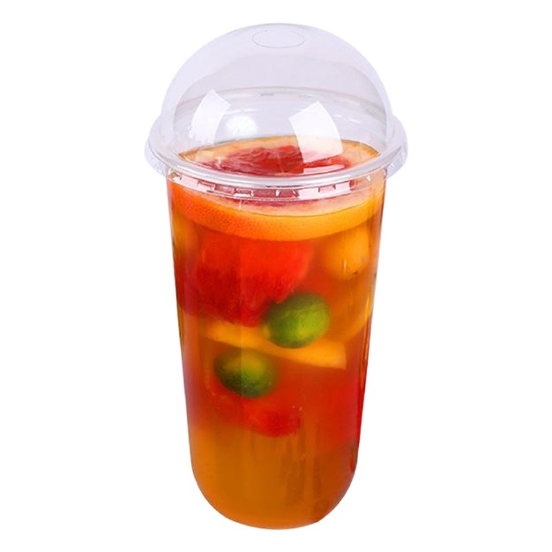 Disposable Transparent Internet Red Chubby U-shaped Milk Tea Cup Wholesale Cute Bobo Tea PET Plastic Cup with Cover LOGO