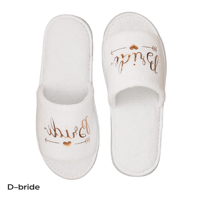 Picture of Wedding Pajamas Party Slippers Gold English Bronzing Letters Bride Bridesmaid Wholesale