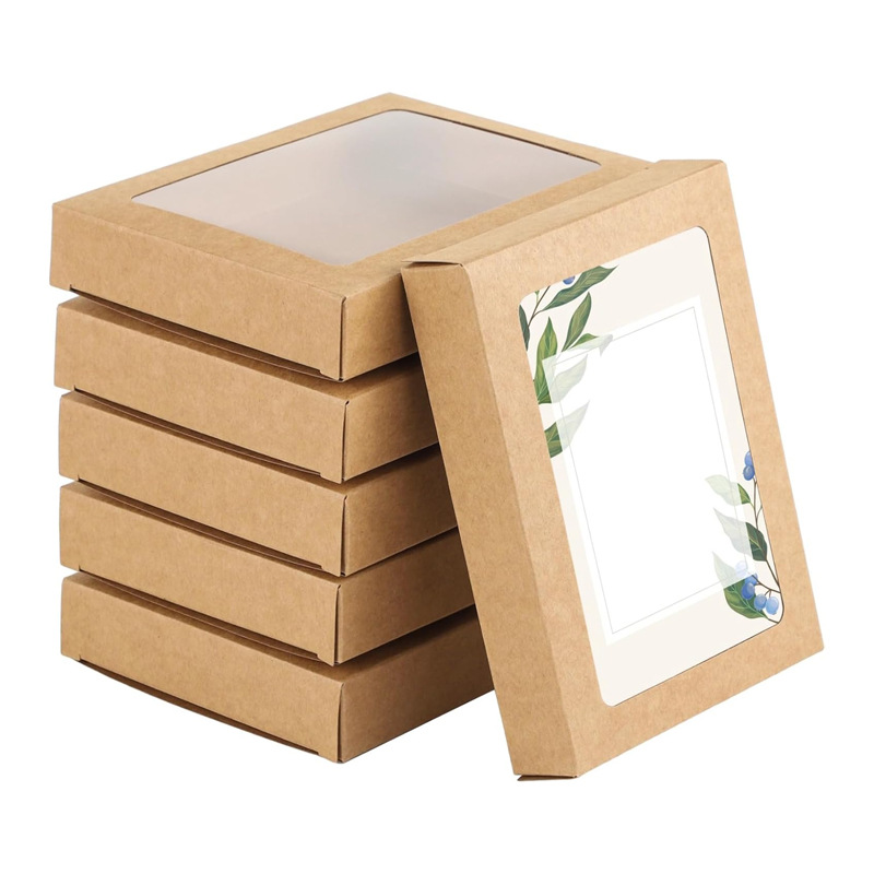 Cross-border kraft paper photo frame photo storage box greeting card small gift packaging box candy biscuit window folding paper box