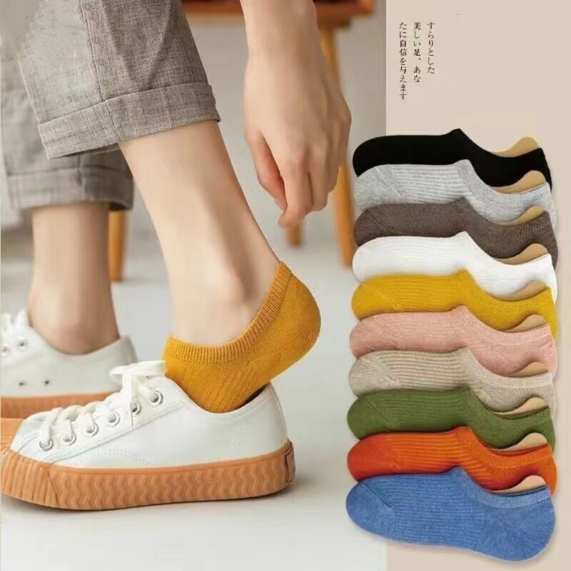 Autumn Thin Socks for Women, Short Ankle Socks, Low-Cut Boat Socks for Spring and Summer, Non-Slip, No-Slip Heel, Invisible Trendy Versatile Women's Socks