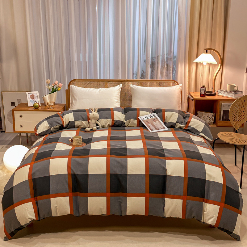Picture of Cotton brushed duvet cover single piece modern simple single double dormitory thickened quilt cover pure cotton duvet cover single piece