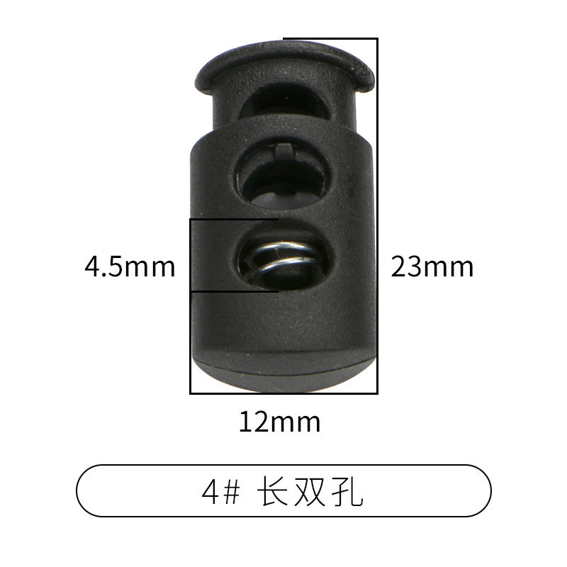 Picture of Manufacturer Plastic Adjustable Elastic Belt Spring Buckle with Rope Pig Nose Buckle Single and Double Holes Round Black Transparent Drawstring Buckle