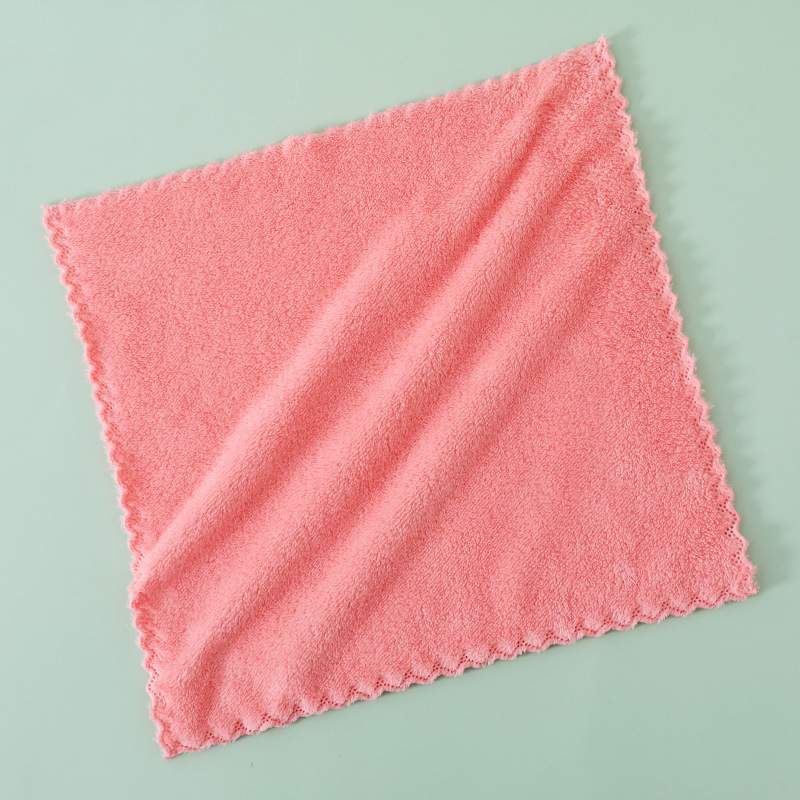 Picture of Coral Velvet Square Towel Wholesale Kindergarten Face Wash Towel Soft and Absorbent Household Kitchen Cleaning Rag Hand Towel